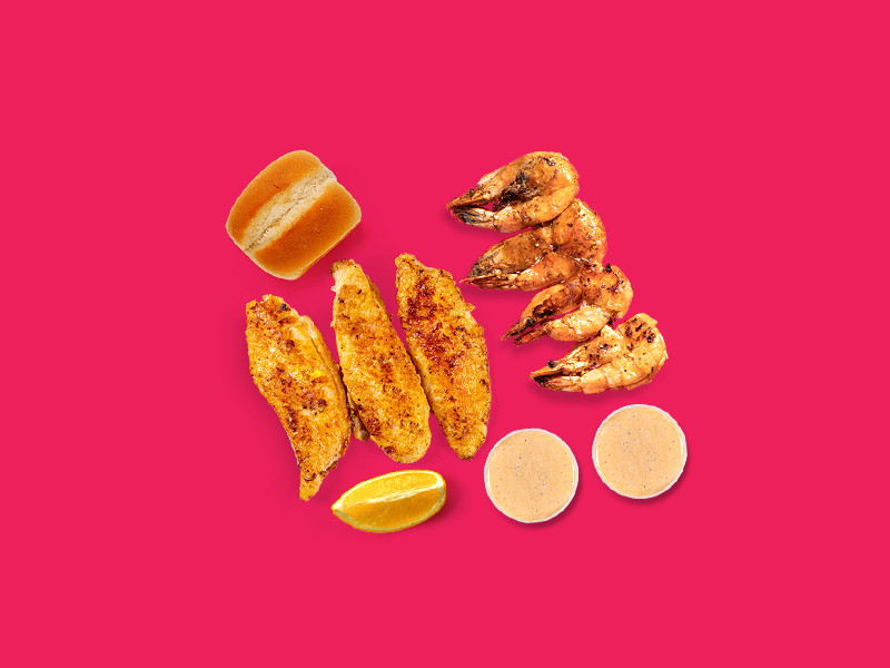 روبيان و سمك مشوي