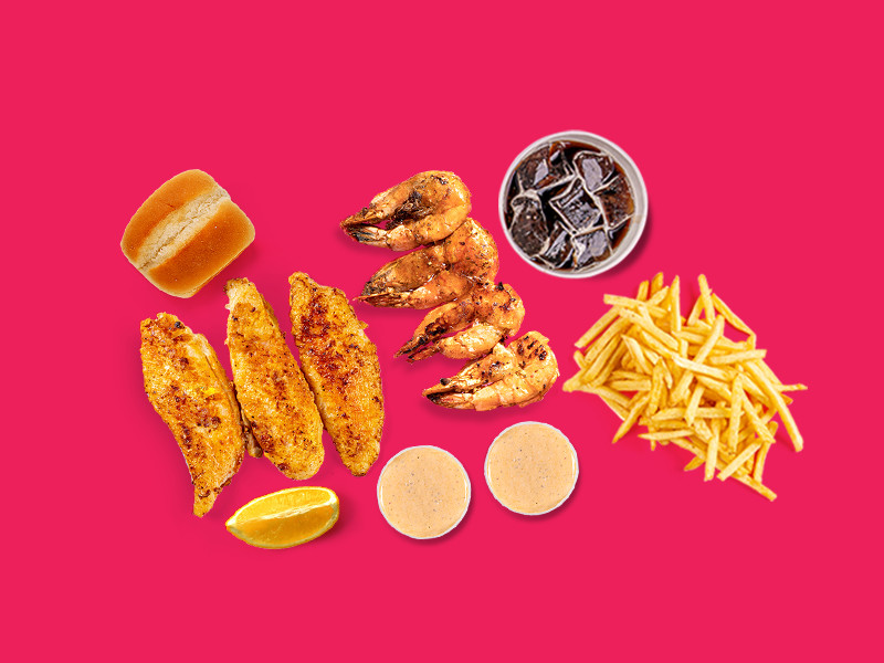 وجبة روبيان و سمك مشوي